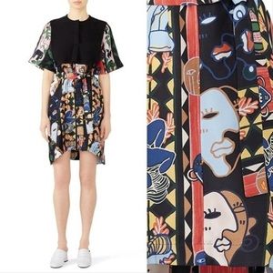 CARVEN Black Abstract Art Print Dress Size FR44